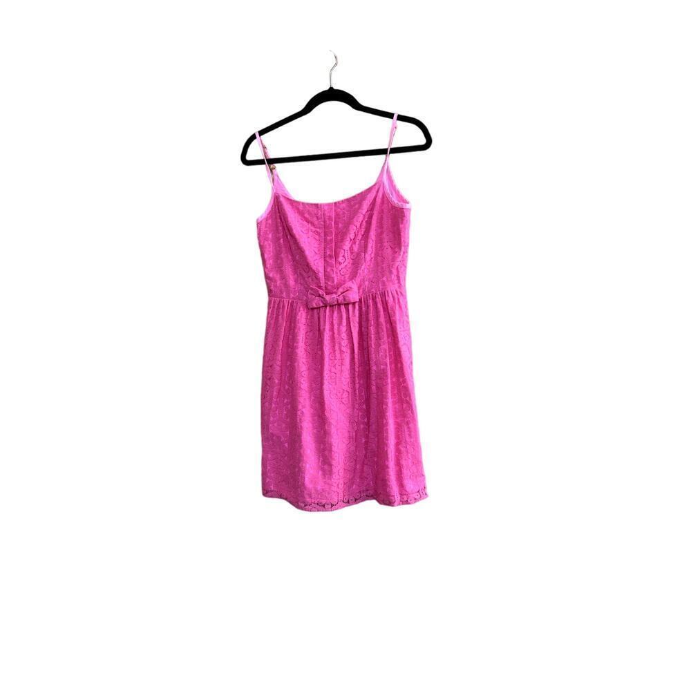 Lilly Pulitzer "Antonia Dress in Fiesta Pink Daisy" size 4 lace with front bow